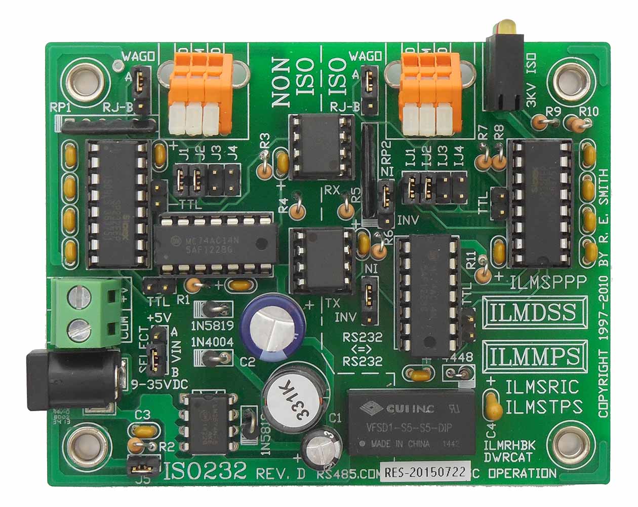 ISO232 : Opto/Xformer Isolated Async RS232 RS232 converter with RJ11/12 ...