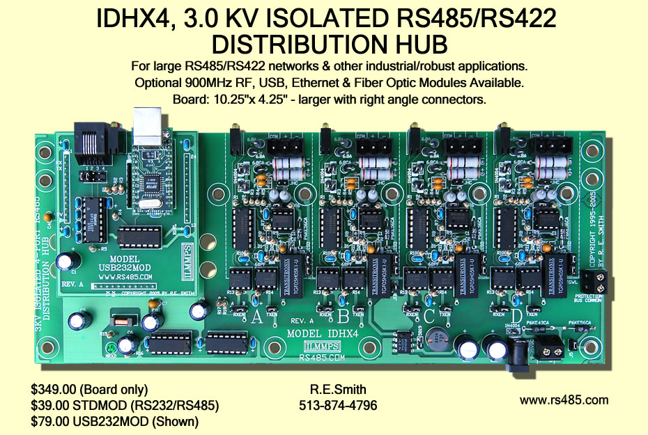 IDHX, 3.0 Kv Isolated RS485/RS422 Distribution Hub