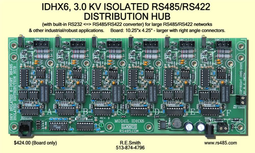 IDHX6, 3.0 Kv Isolated RS485/RS422 Distribution Hub